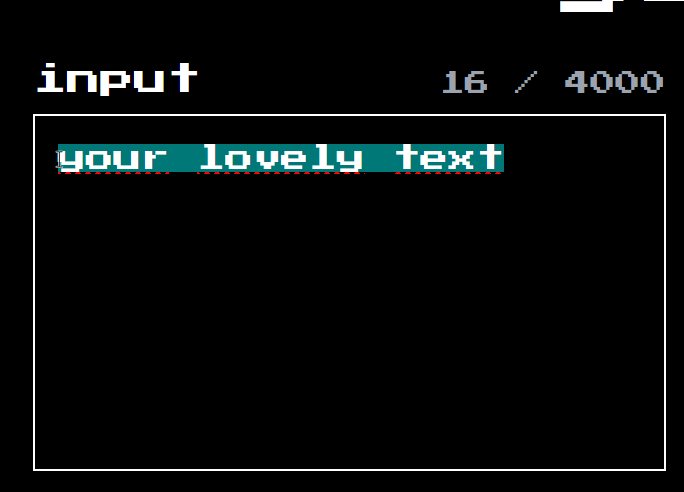view of the input box